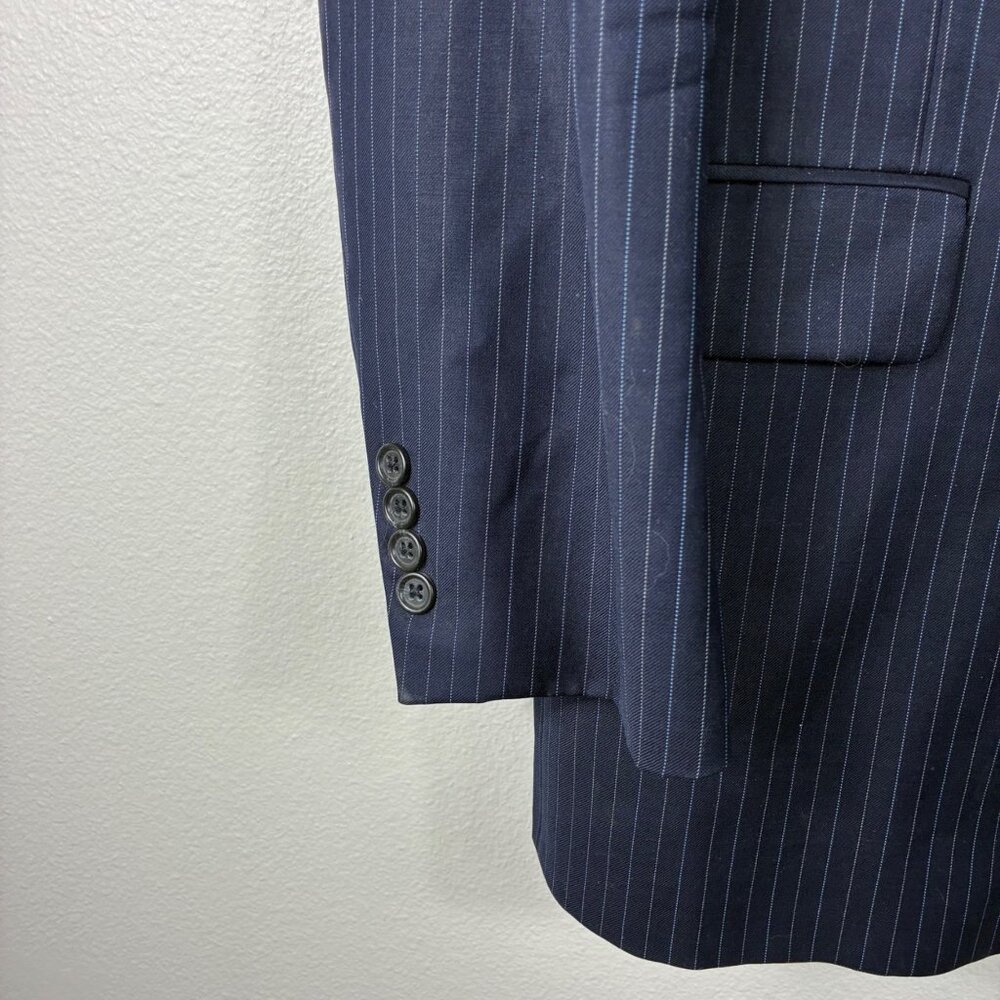 VTG Burberry Nordstrom Wool Pinstripe Kensington Blazer Union Size 46 Reg Retro - Picture 3 of 14